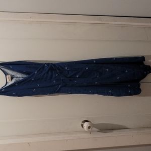 Blue floral midi wrap dress